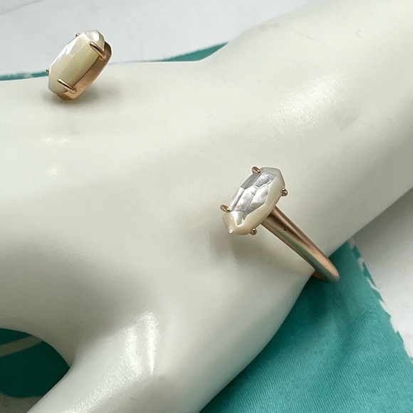 Kendra Scott Edie Rose Gold Ivory Mother of Pearl Cuff Adjustable Bracelet - Picture 3 of 16